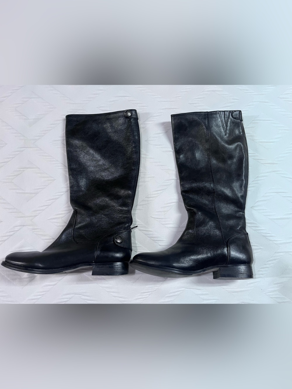 Arturo Chiang Black Leather Calf Button-Accent Boots Size 7.5